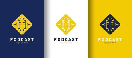 logo podcast détaillé sur fond de couleur différente vecteur