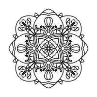 motif de mandala circulaire noir et blanc, décoré d'art de mandala cool bohème, de fleurs de henné, de rite mehndi et de symétrie monochrome. page de livre de coloriage mandal, thérapie anti-stress. vecteur