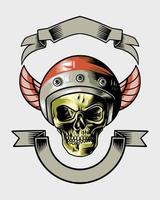 logo d'illustration de crâne de casque unique cool vecteur