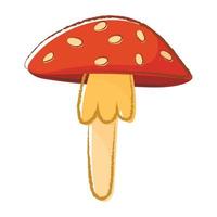 illustration vectorielle de doodle isolé de champignon agaric de mouche de forêt marbrée. vecteur