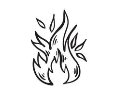 ensemble de feu de joie, illustration dessinée à la main, flamme, combustion. vecteur