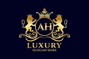 modèle de logo initial ah lettre lion royal luxe dans l'art vectoriel pour les projets de marque luxueux et autres illustrations vectorielles.