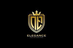 logo monogramme de luxe élégant initial ou modèle de badge avec volutes et couronne royale - parfait pour les projets de marque de luxe vecteur