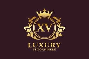 modèle de logo de luxe royal lettre initiale xv dans l'art vectoriel pour les projets de marque de luxe et autres illustrations vectorielles.