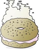 bagel de dessin animé dessiné à main levée vecteur