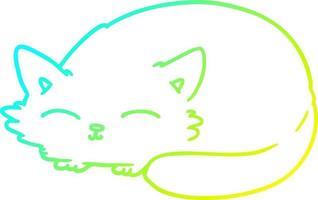 dessin de ligne de gradient froid chat de dessin animé dormant vecteur