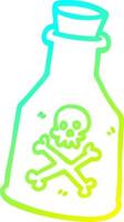 ligne de gradient froid dessinant une bouteille de poison de dessin animé vecteur