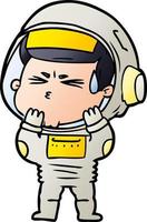 astronaute stressé de dessin animé vecteur