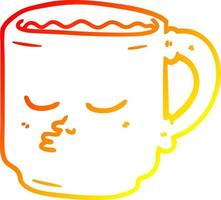 tasse de café de dessin animé de ligne de gradient chaud vecteur