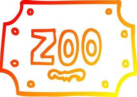ligne de gradient chaud dessinant un signe de zoo de dessin animé vecteur