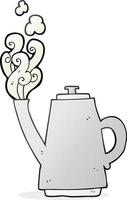 bouilloire à café fumante cartoon dessiné à main levée vecteur