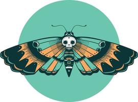 image emblématique de style tatouage d'un papillon à tête de mort vecteur