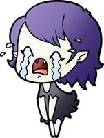 dessin animé fille vampire qui pleure vecteur