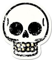 tatouage d'autocollant en détresse dans le style traditionnel d'un crâne vecteur