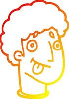 ligne de gradient chaud dessinant un visage masculin de dessin animé vecteur