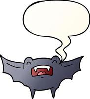 chauve-souris vampire de dessin animé et bulle de dialogue dans un style de dégradé lisse vecteur