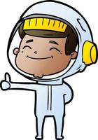 heureux, dessin animé, astronaute vecteur