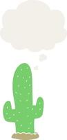 dessin animé cactus et bulle de pensée dans un style rétro vecteur