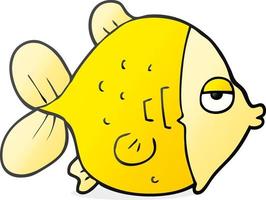 poisson drôle de dessin animé dessiné à main levée vecteur