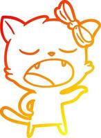 chaud gradient ligne dessin dessin animé chat béant vecteur