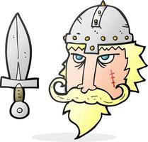 Guerrier viking cartoon dessiné à main levée vecteur