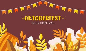 fond de la fête de la bière. bannière de l'événement du festival de la bière oktoberfest. vecteur de bannière de célébration