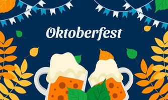fond de la fête de la bière. bannière de l'événement du festival de la bière oktoberfest. chope de bière vecteur