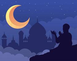 prière musulmane à la mosquée vecteur