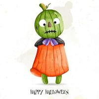 joyeux costumes d'halloween pour enfants. joyeux halloween, illustration vectorielle aquarelle vecteur