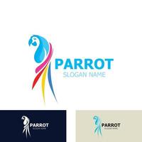 création de logo de perroquet, modèle créatif d'animaux de thèmes vecteur