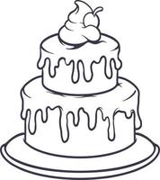 illustration de silhouette de délicieux gâteau d'anniversaire vecteur