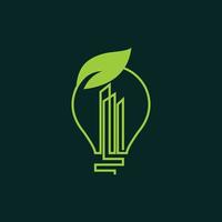 ampoule ville feuille nature écologie logo vecteur