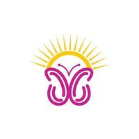 logo moderne simple ligne de lumière du soleil papillon vecteur
