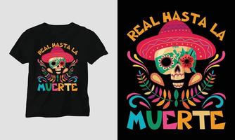 con amor hasta la muerte - conception spéciale de t-shirt dia de los muertos vecteur