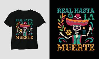 con amor hasta la muerte - conception spéciale de t-shirt dia de los muertos vecteur