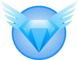 illustration vectorielle de diamant ailé pour le logo, l'icône, la marque, l'entreprise, l'entreprise, l'article, le signe, le symbole, les jeux d'articles ou la conception de jeux. diamant ailé bleu brillant vecteur