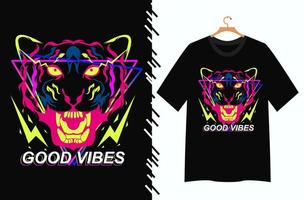 conception de t shirt illustration visage de tigre vecteur