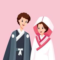 illustration de conception de personnage de mariage au japon vecteur