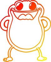 ligne de gradient chaud dessinant une grenouille de dessin animé vecteur