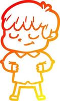 chaud gradient ligne dessin dessin animé garçon heureux vecteur