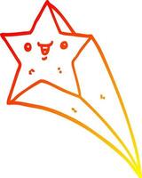ligne de gradient chaud dessinant une étoile filante de dessin animé vecteur