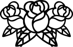 tatouage dans le style de ligne noire d'un bouquet de fleurs vecteur