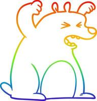arc en ciel gradient ligne dessin dessin animé ours rugissant vecteur