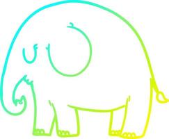 ligne de gradient froid dessinant un éléphant de dessin animé vecteur