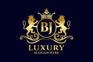 modèle initial de logo bj lettre lion royal luxe dans l'art vectoriel pour les projets de marque luxueux et autres illustrations vectorielles.