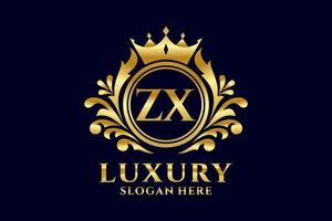 modèle initial de logo de luxe royal de lettre zx dans l'art vectoriel pour des projets de marque luxueux et d'autres illustrations vectorielles.