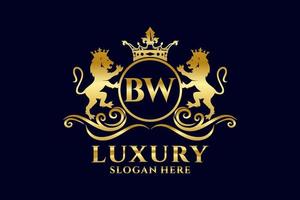 modèle de logo de luxe royal lion lettre initiale bw dans l'art vectoriel pour les projets de marque luxueux et autres illustrations vectorielles.