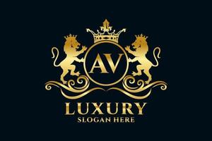 modèle de logo de luxe initial de lettre av lion royal dans l'art vectoriel pour des projets de marque luxueux et d'autres illustrations vectorielles.