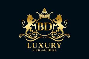 modèle initial de logo bd lettre lion royal luxe dans l'art vectoriel pour les projets de marque luxueux et autres illustrations vectorielles.
