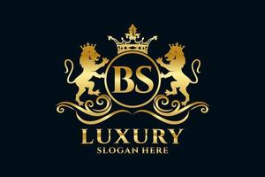 modèle initial de logo bs lettre lion royal luxe dans l'art vectoriel pour les projets de marque luxueux et autres illustrations vectorielles.